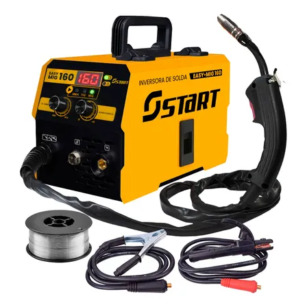 Máquina Solda Inversora Mig 160a Sem Gás 3 Em 1 Tig Lift Eletrodo Easymig Start Cor Amarelo 50 Hz/60 Hz 220v