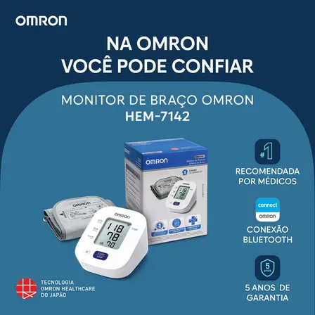 Aparelho De Pressão Arterial De Braço Hem-7142 Omron Branco
