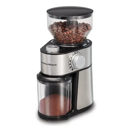 Moedor De Café Grande Hamilton Beach 225w Inox 18 Configurações De Moagem Grossa A Extrafina Quantidades Ajustáveis De 2 A 14 Xícaras - 127v Preto
