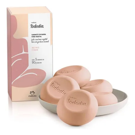 Sabonete Natura Tododia Noz Pecan E Cacau Em Barra 5 Unidades 90g Cada