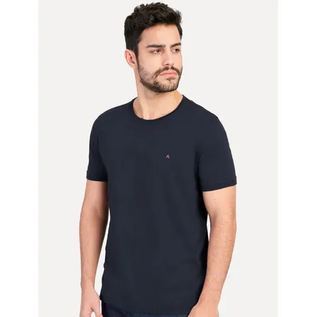 Camiseta Aramis Masculina Basic Lisa Light Logo Azul Marinho