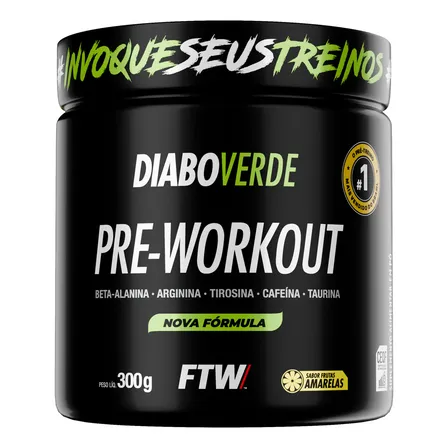 Suplemento Em Pó Pre Treino Pre Workout Pote 300g Sabor Frutas Amarelas Ftw - Diabo Verde