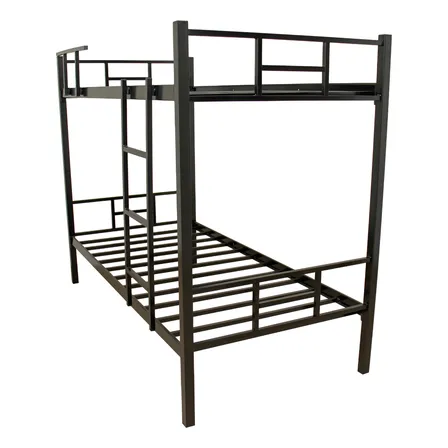 Cama Beliche Solteiro Militar Com Escada Aço Ferro Reforçado Metalon 150kg Preto