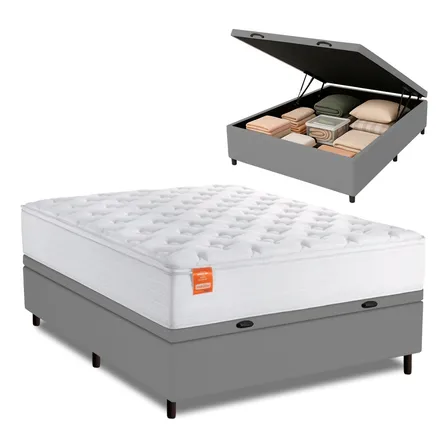 Cama Box Baú Casal Inducol Molas Ensacadas 138x188cm Branco