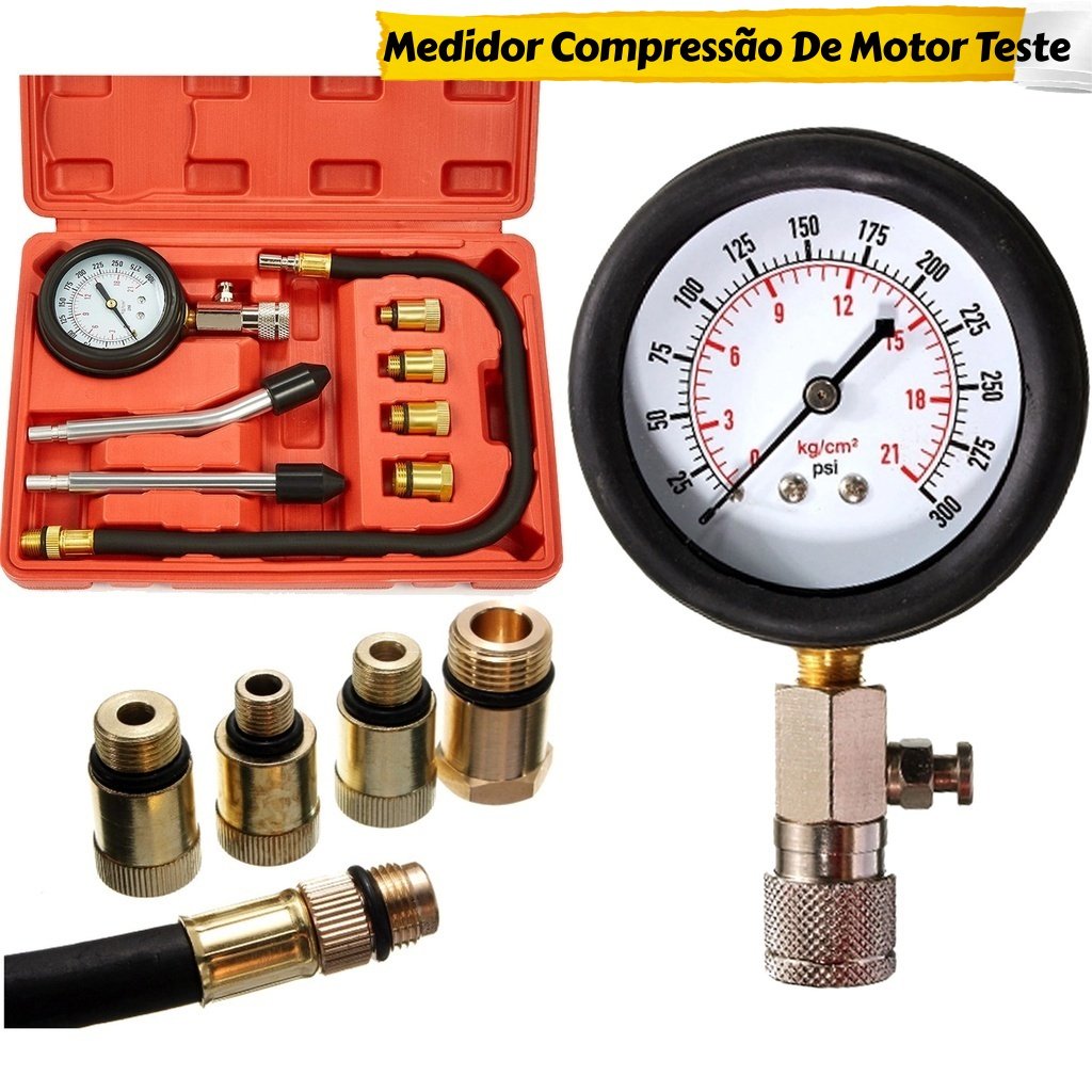Medidor Compressão De Motor Teste De Cilindros 4 Adaptadores multifuncional ferramenta detecção pressão