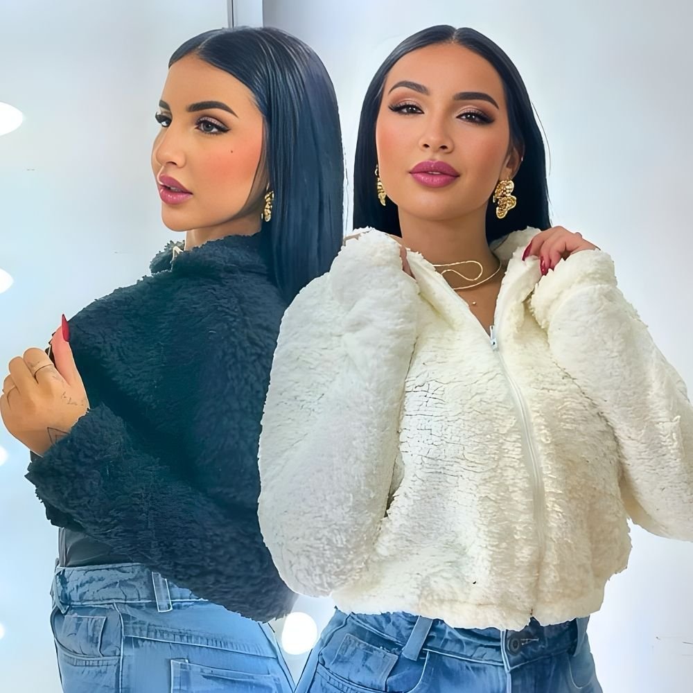 Casaco Teddy De Pelinho Jaqueta Curta Feminina Inverno e Frio Estilo - Varias Estampas