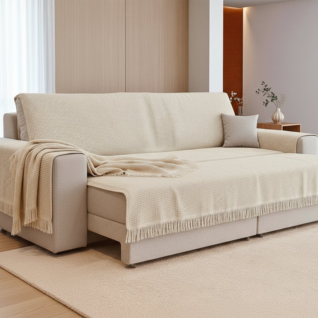 Manta Sofá Super King Gigante 4,00 X 1,80m Decorativa E Capa Protetora 100% Algodão Artesanal Várias Cores