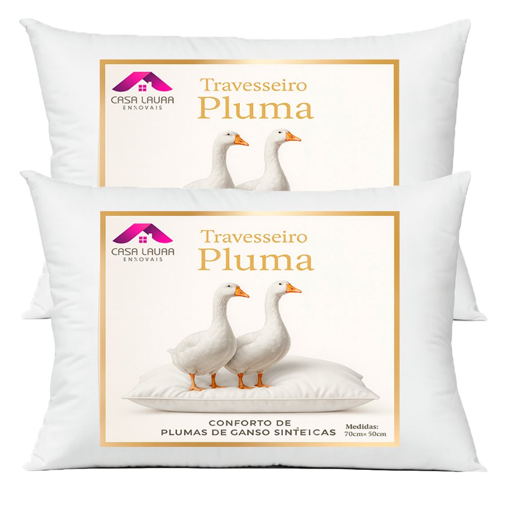 Kit 2 / 1 / 4 Travesseiro Pluma de Ganso Descanso Antiacaro 70x50cm Sintético