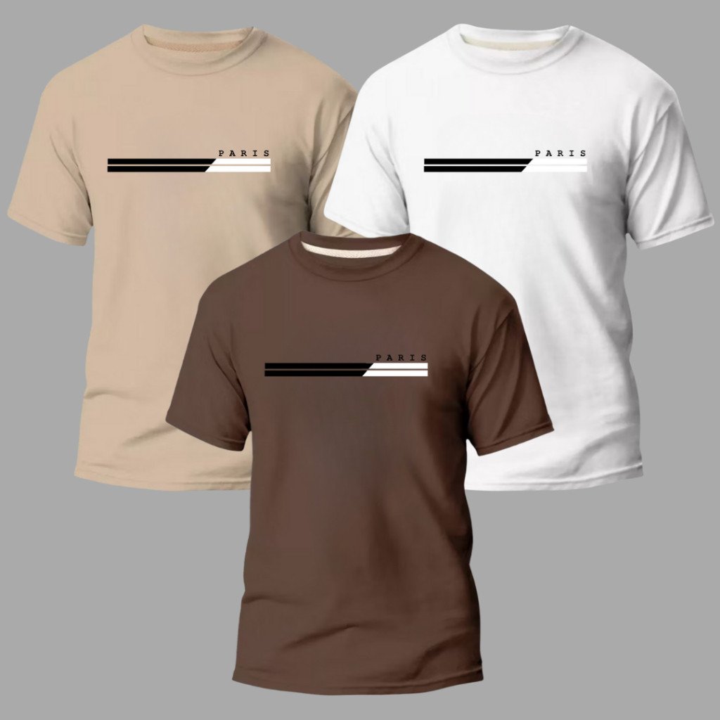 Kit 3 Camisas Masculinas 100% Algodão Premium Conforto Moda Casual Street Paris