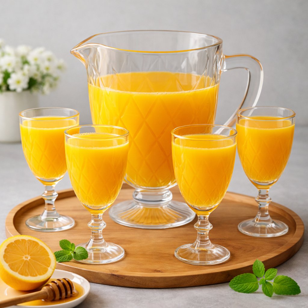 Jarra De Vidro 1,2l Com 4 Taças Diamond 5 Peças Transparente para Suco Água Drinks