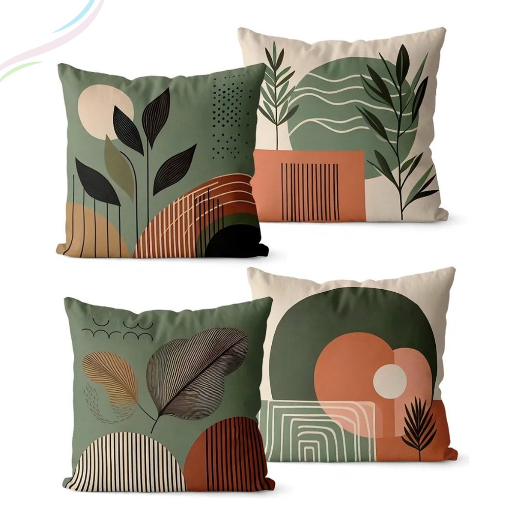 Kit 4 Capas de Almofadas Decorativas de Sala Quarto Escritório 45x45 Cm Estampas Variadas