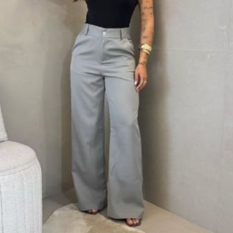 Calça Pantalona Feminina Alfaiataria Wide Leg Tendência Promoção