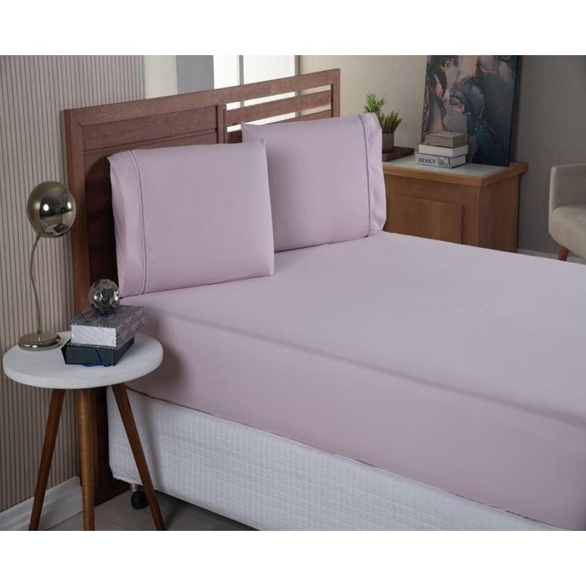 Jogo De Lençol 230 Fios  Micro Percal Ponto Palito Para Cama Queen
