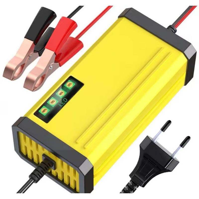 Carregador de Bateria 12 V Carro Moto Inteligente Portátil Carga Lenta Com Display