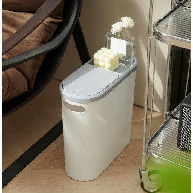 Lixeira Estreita 10L com Tampa de Pressão e Vedação de Odor para Quarto/Banheiro/Escritório