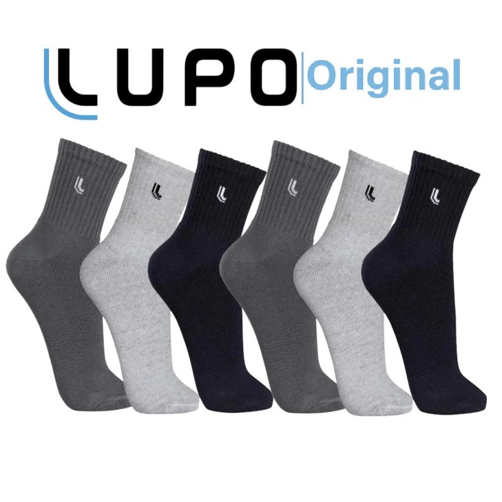 Meias Premium Unissex Lupo 6-Pack – Medyas De Algodão De Cano Médio Com Estampa De Ícone Minimalista Para Negócios E Uso