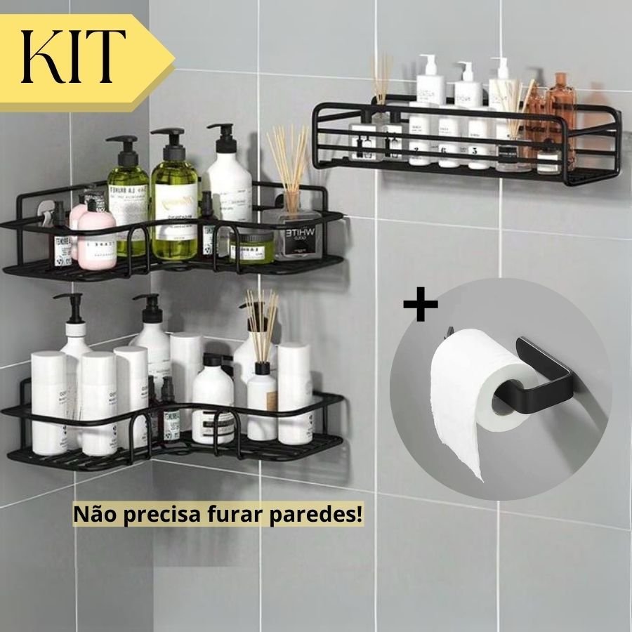 Suporte de Banheiro Alto Adesivo Organizador de Parede Sabonete Shampoo Condicionador e Papel1/2/3/4