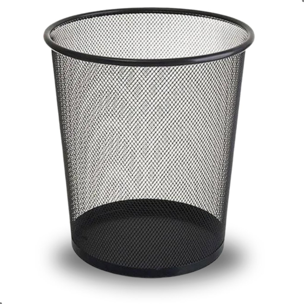 Lixeira Metal Aramado Cesto de lixo 10L Preta Redonda Para Escritorio Casa Quarto