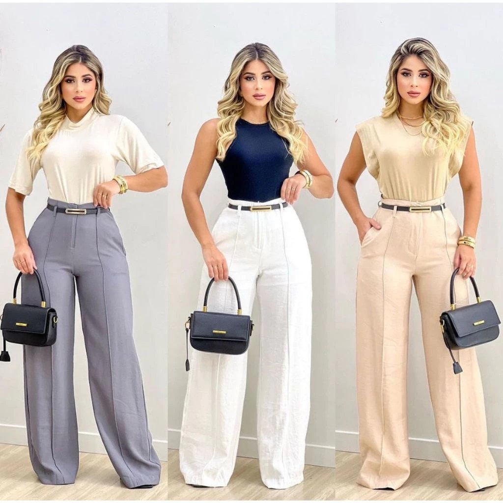 Calça Pantalona Alfaiataria Premium Com Bolso PROMOÇÃO