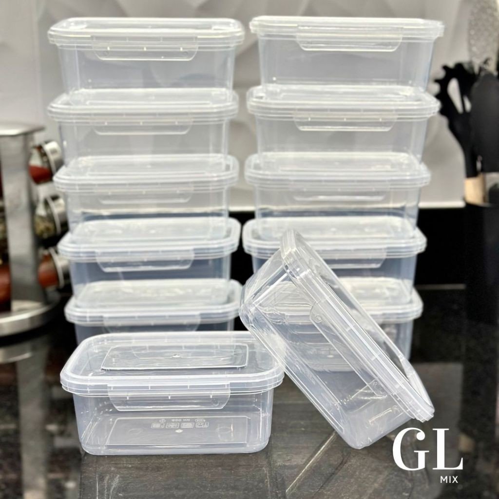 Kit 30 Marmitas conjunto 800ml com travas transparente Reutilizáveis