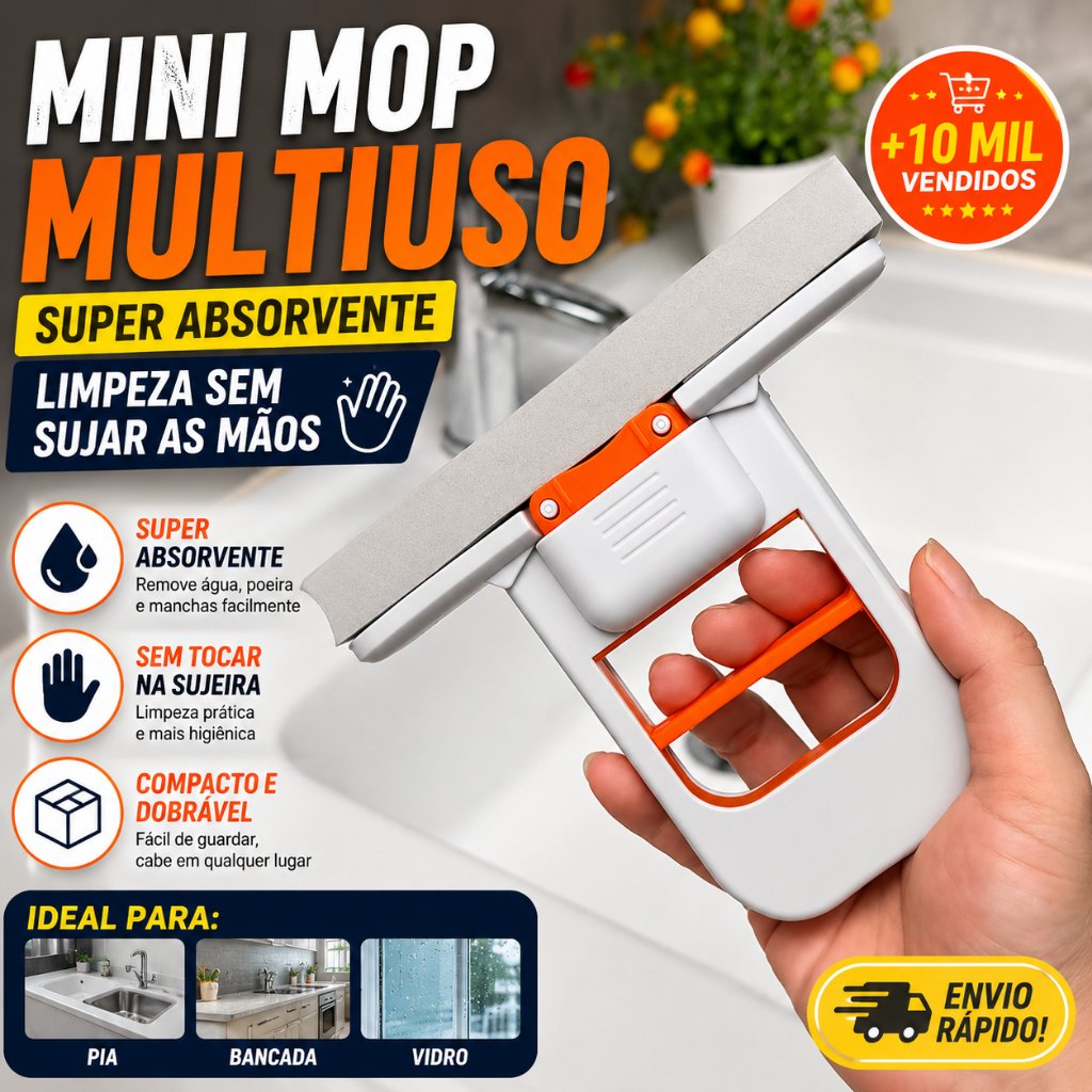 Mop de Mesa Dobrável Multifuncional Mãos Livres Limpeza Bancada Algodão Absorvente