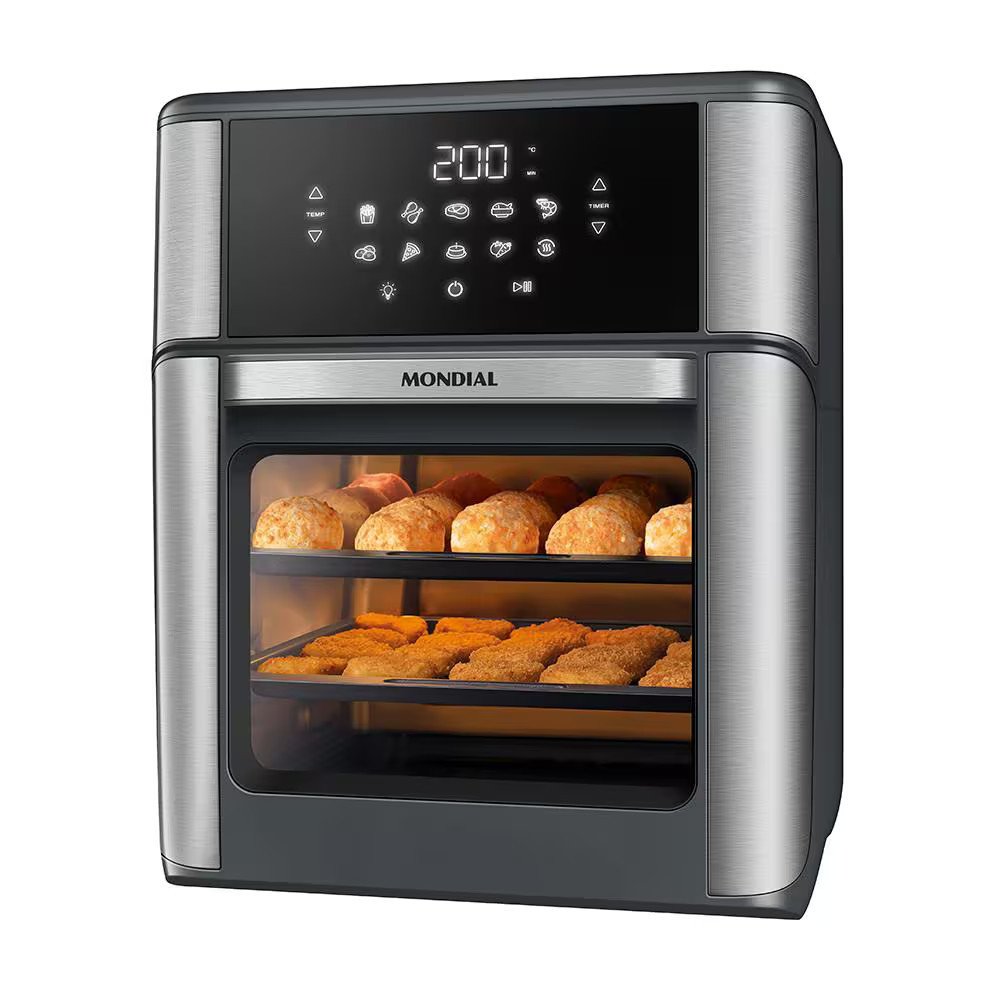 Fritadeira Elétrica Air Fryer Forno 12L AFON-12L-GI 2000W Painel Digital Mondial