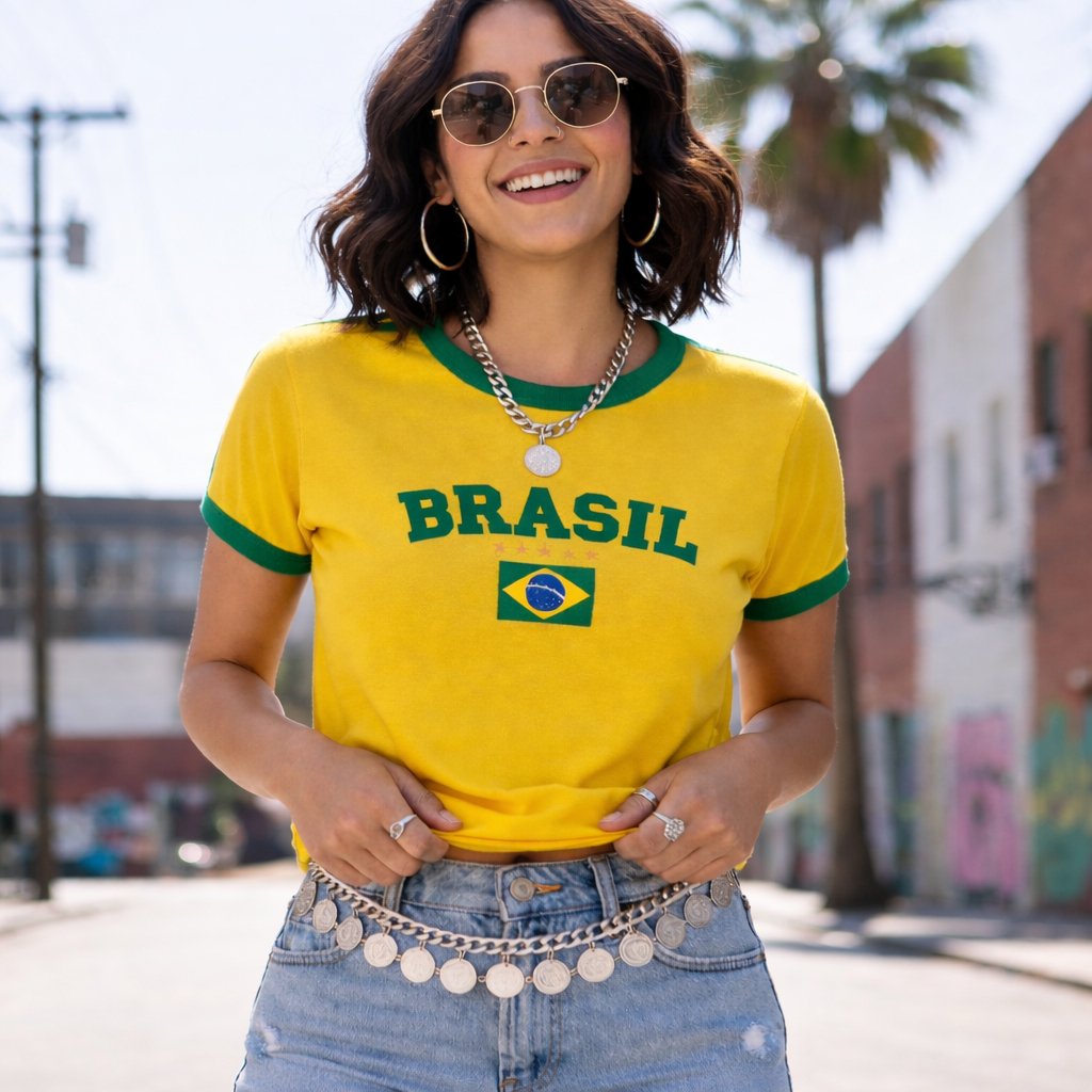 T-shirt Camiseta Do Brasil Camisa Feminina Estampada Lançamento Copa Envio Imediato