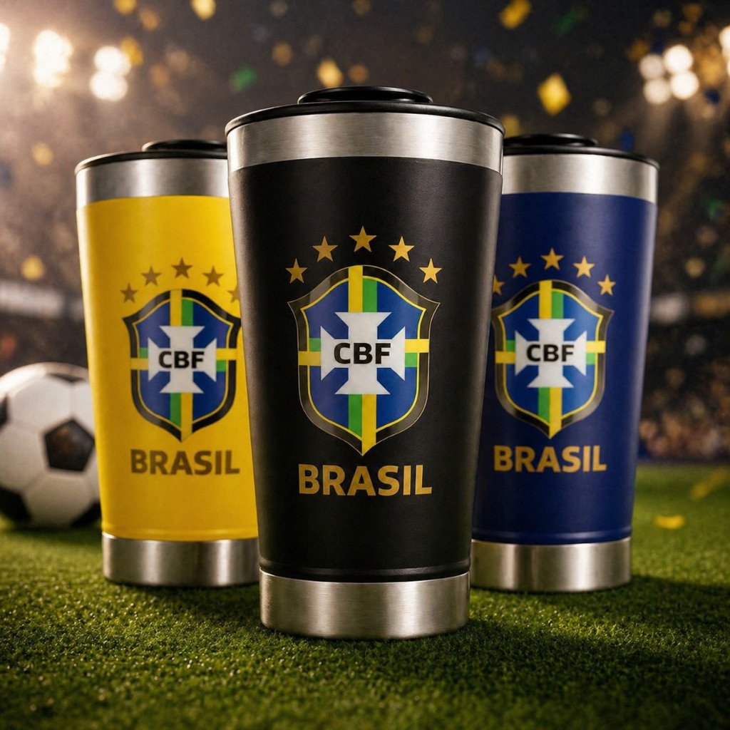Copo Térmico 473ml Com Tampa Abridor Brasil Personalizado