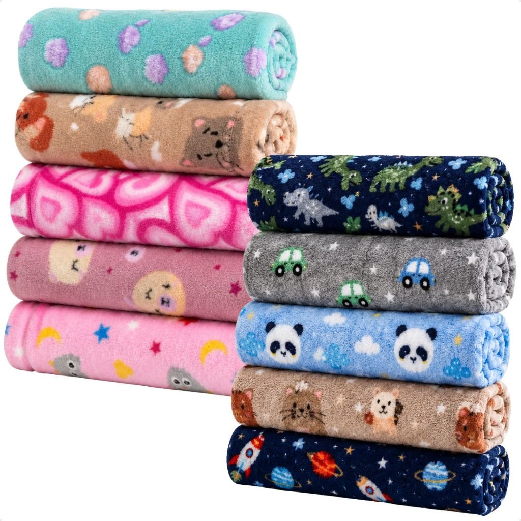 Kit 3 Mantas quentinha Baby Microfibra Soft Estampas e Lisas Menino E Menina