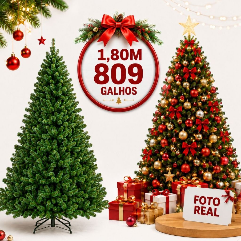 Árvore De Natal Pinheiro 1.80m 2.10m 2.40m 3.00m Super Cheia Premium Luxo Galhos Cheios Verde